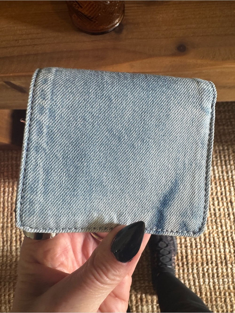 Coach Denim Cherry Zip-Around Compact Wallet - Light Blue loved denim nwt - Picture 6 of 7